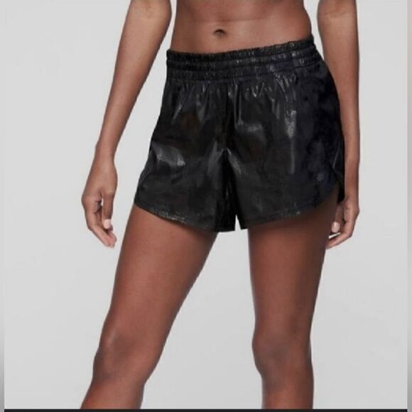 Athleta Black Palm Leaf Running Shorts women's Size s - Picture 1 of 7